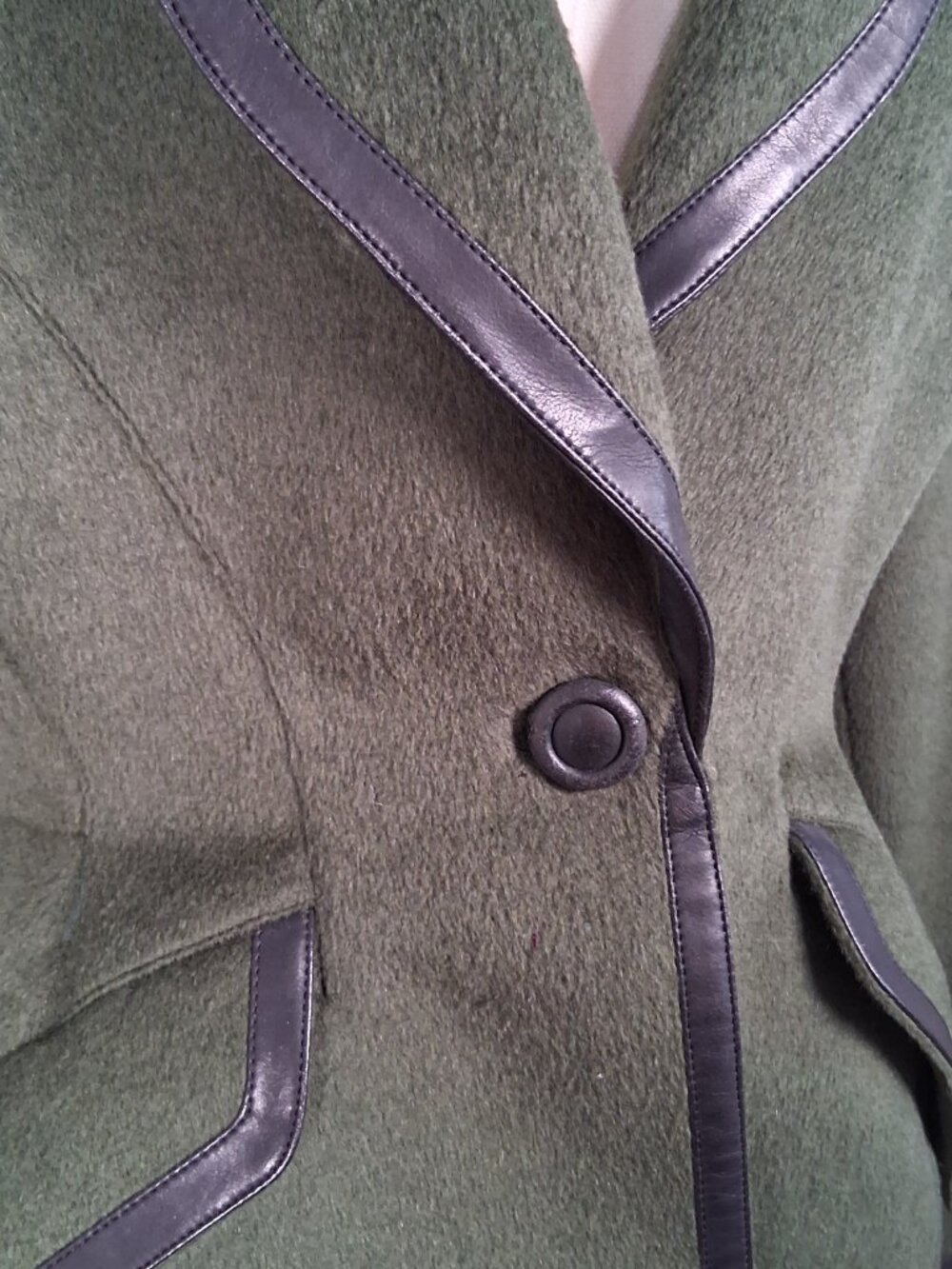 Archival Thierry Mugler Wasp Waist Wool & Leather Trim Jacket size 40 - US 8/10 - Picture 10 of 11